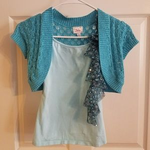 Justice tank top with cardigan